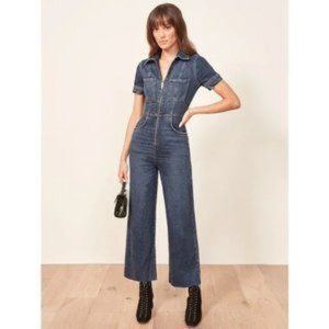 NWT REFORMATION Denim JEAN JUMPSUIT Georgia RETRO STYLE Organic Cotton RARE 8!